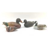 FOUR SMALL WOOD  DUCK DECOYS