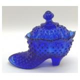 COBALT HOBNAIL SHOE CANDY DISH