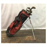 SUN MOUNTAIN GOLF BAG AND WILSON GOLF CLUBS