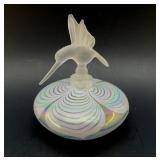 ART GLASS HUMMINGBIRD PERFUME BOTTLE
