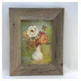 NELL PEPPER ROSES PAINTING, RUSTIC FRAME