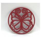 CAST-IRON RED BUTTERFLY TRIVET 8"