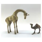 GIRAFFE AND CAMEL, BRASS 8"