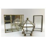 BRASS AND GLASS DISPLAY CASES 7"