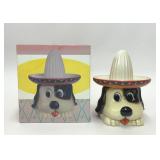 WHIMSICAL RETRO JUICER CERAMIC DOG IN SOMBRERO