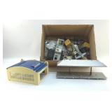 BOX FULL OF MODEL TRAIN BUILDINGS, LANDSCAPE