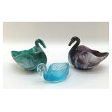 SLAG GLASS SWAN BOWLS, AQUA SWAN, 5", 4ï¿½