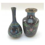 PAIR OF CLOISONNï¿½ MINIATURE VASES 4"
