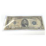 1934 $5 SILVER CERTIFICATE, BLUE SEAL