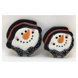 PAIR OF CERAMIC SNOWMAN FACES