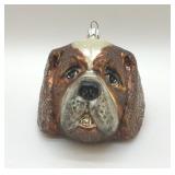 LG BLOWN GLASS ST. BERNARD ORNAMENT 4"