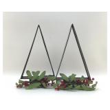 METAL HOLLY BERRY CHRISTMAS TREES