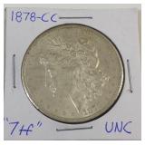 1878 CC Morgan silver dollar