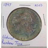 1897 Morgan silver dollar rainbow toned 1897 Morgan silver dollar rainbow toned