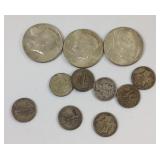 Miscellaneous lot of US silver coins