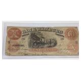 1861 $10 Bank of Hamburg South Carolina note