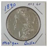 1890 Morgan silver dollar