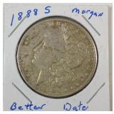 1888 S Morgan silver dollar