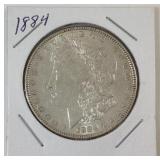 1884 Morgan silver dollar