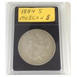 1884 S Morgan silver dollar