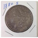 1880 S Morgan silver dollar