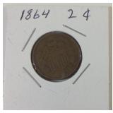 1864 two cent coin