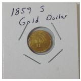 1859 S gold dollar coin 1859 S gold dollar coin