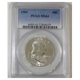 1963 Ben Franklin half dollar MS 64 1963 Ben Franklin half dollar MS 64