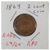 1864 two cent coin