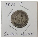 1876 S seated quarter