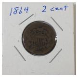 1864 two cent coin