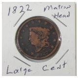 1822 Matron Head large cent 1822 Matron Head large cent