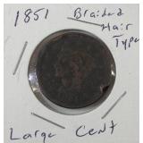 1851 large cent braided hair type