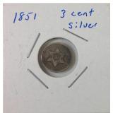 1851 three cent coin 1851 three cent coin