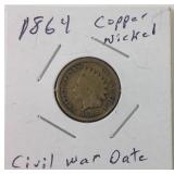 1864 one cent copper nickel