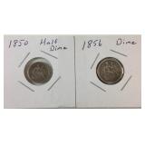 1850 half Dime & 1856 dime 1850 half Dime & 1856 dime