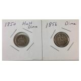 1850 half Dime & 1856 dime