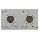 1891 and 1891 o seated dimes 1891 and 1891 o seated dimes