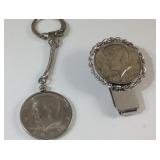 Kennedy half dollar and keychain Kennedy half dollar and keychain
