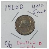 1960 D. UNC Error nickel 1960 D. UNC Error nickel