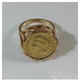 18 k Electroplate coin ring 18 k Electroplate coin ring