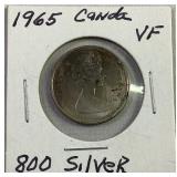 1965 Canadian quarter silver 1965 Canadian quarter silver
