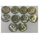 Lots of 10 40% Silver Kennedy half dollars