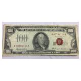 1966 A $100 red seal note 1966 A $100 red seal note