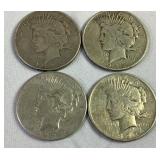 4 1922 Silver peace dollars