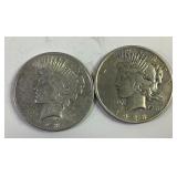 2 1923 US Silver Peace Dollars