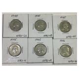 6 1945-46 Silver Washington quarters 6 1945-46 Silver Washington quarters