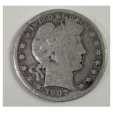 1907D barber half dollar