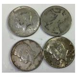 4 US silver half dollars