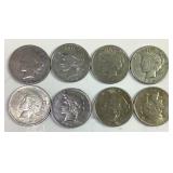 8 1922 & 22d US Silver Peace Dollars